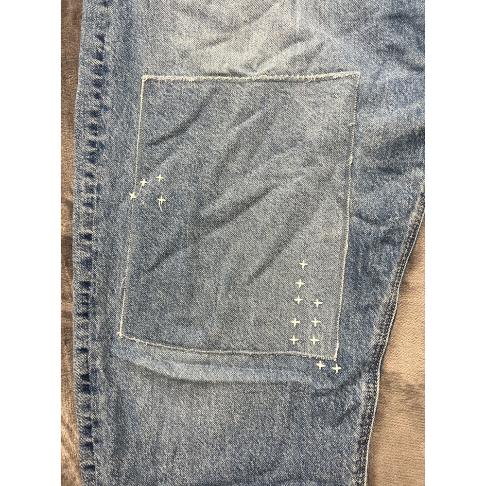 American Eagle Strigid Jeans Womens 18 Blue Excellent Distressed Straight Leg - Picture 2 of 11